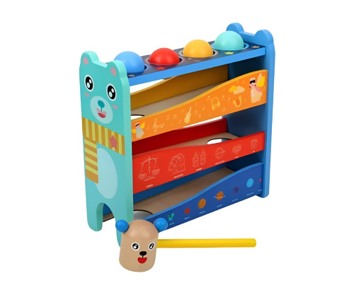 Деревянная игрушка с животными, молотком и шариками, разноцветная, 21,5х21х8см S3-8 (28)