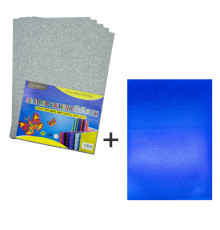 Foamiran cu sclipici, autoadeziv, 20*30cm, argintiu 10foi+1 cadou CH-4 (120)