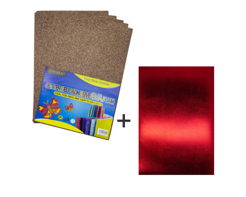 Foamiran cu sclipici, autoadeziv, 20 * 30cm, maro 10foi+1 cadou CH-4 (120)