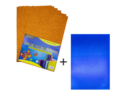 Foamiran cu sclipici, autoadeziv, 20 * 30cm, oranj 10foi+1 cadou CH-4 (120)