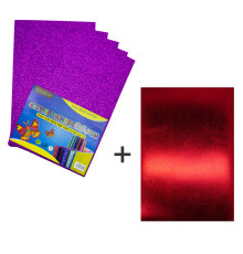 Foamiran cu sclipici, autoadeziv, 20 * 30cm, mov 10foi+1 cadou CH-4 (120)