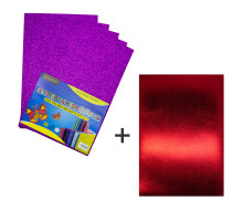 Foamiran cu sclipici, autoadeziv, 20 * 30cm, mov 10foi+1 cadou CH-4 (120)