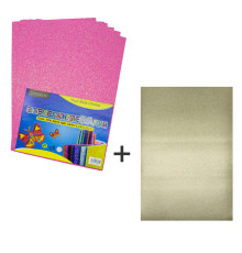 Фоамиран с глиттером самоклейка, 20*30см, розовый, 10л.+1подарок CH-4 (120)