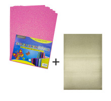 Foamiran cu sclipici, autoadeziv, 20 * 30cm, roz 10foi+1 cadou CH-4 (120)