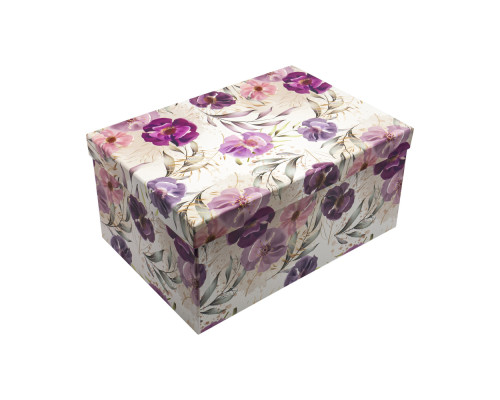 039824 Коробка подарочная, №4 30,5х21х14,5 см. "Цветы"+бумага тишью. XLD-949