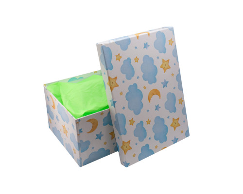 Коробка подарочная, №4 30,5х21х14,5 см. "Облака"+бумага тишью. XLD-714