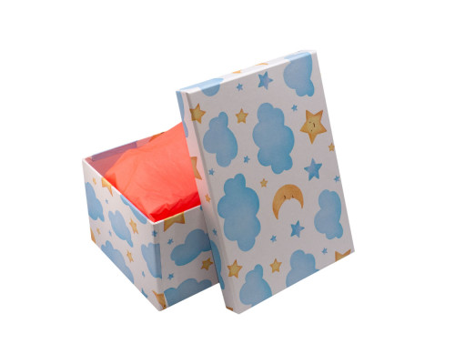 Коробка подарочная, №7 23х16х11 см. "Облака"+бумага тишью. XLD-714