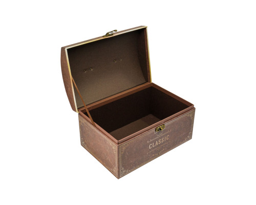 039861 Коробка подарочная, №1 26х18х16.5 см. сундук коричневый +бумага тишью 3392