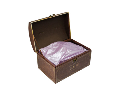 039861 Коробка подарочная, №1 26х18х16.5 см. сундук коричневый +бумага тишью 3392