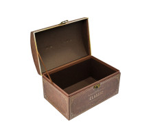 039863 Коробка подарочная, №3 22х14х12.5 см. сундук коричневый+бумага тишью 3392