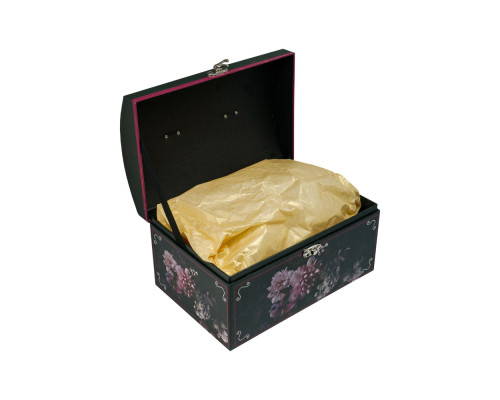 039921 Коробка подарочная, №1 26х18х16.5 см. сундук черный +бумага тишью 3392