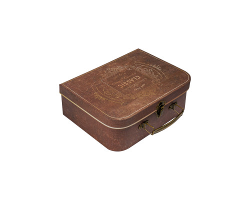 039872 Коробка подарочная, №2 19х25х9 см. чемодан коричневый+бумага тишью 2395