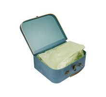 039931 Коробка подарочная, №1 22х30.5х9.5 см. чемодан синий+бумага тишью 2395
