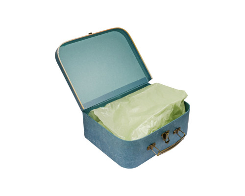 039932 Коробка подарочная, №2 19х25х9 см. чемодан синий+бумага тишью 2395 (24)