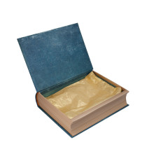 039951 Коробка подарочная №1 29х22х7.5см. книга синяя +бумага тишью 2381