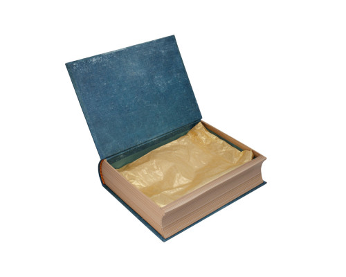 039953 Коробка подарочная №3 21.5х15х5см. книга синяя +бумага тишью 2381