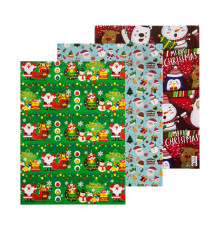 042584 Бумага подарочная "Новый Год" ассорти 80g, 75x51cm (50/1000)