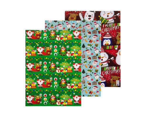 042584 Hartie de ambalat cadouri "An Nou" asorti 80g, 75x51cm (50/1000)