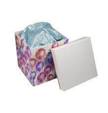 Cutie pentru cadou №1 "Baloane" 21x21x21cm. patrata +hartie tissue, 3943