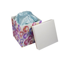 Коробка подарочная №3 "Шарики" 15x15x17см квадратная+бумага тишью, 3943