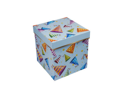 Cutie pentru cadou №1 "Con festiv" 21x21x21cm. patrata+hartie tissue, 3943
