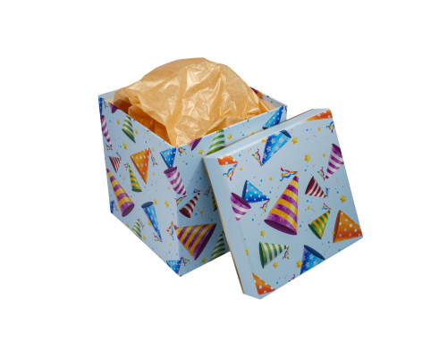 Коробка подарочная №3 "Конус" 15x15x17см квадратная+бумага тишью, 3943