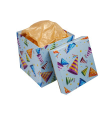 Cutie pentru cadou №3 "Con festiv" 15x15x17cm. patrata+hartie tissue, 3943