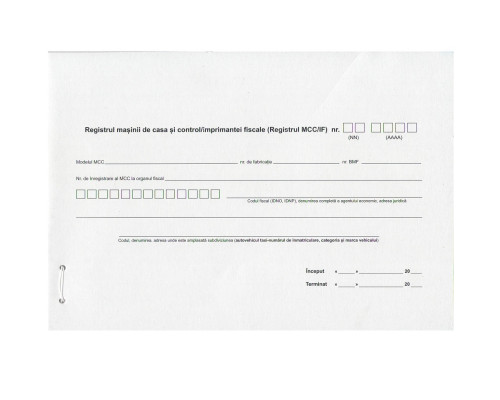 Registrul masinii de casa si control pentru taxi RMCC (40 f) CC*