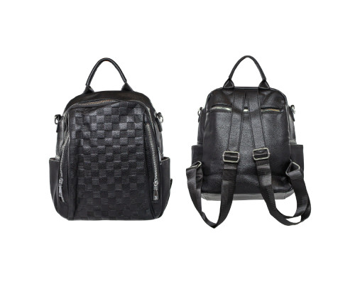 Rucsac tineret, ecopiele, negru, H6268, S6-1 (50)