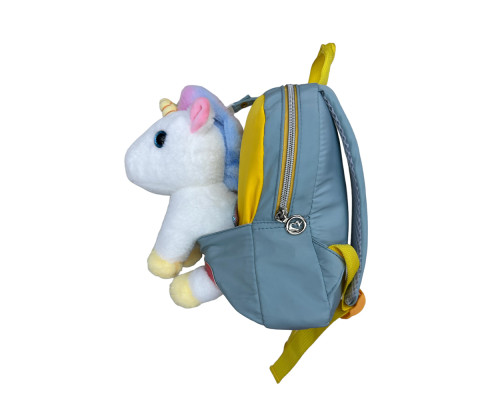 Rucsac pentru copii, turcoaz, cu o jucărie mare de plus asortata