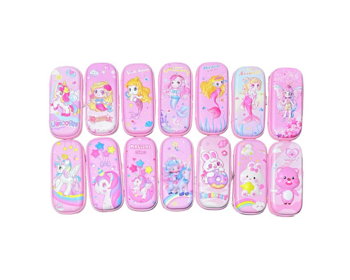 Пенал c твердым каркасом, для девочек, ассорти (240)