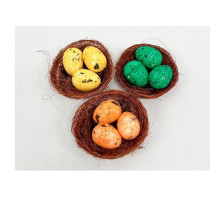 Decoratiune de Pasti cuib+3 oua, 5cm, 3buc/set. ML1-31