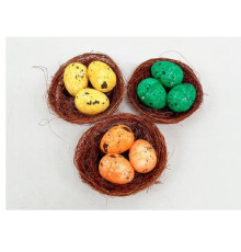 Decoratiune de Pasti cuib+3 oua, 5cm, 3buc/set. ML1-31