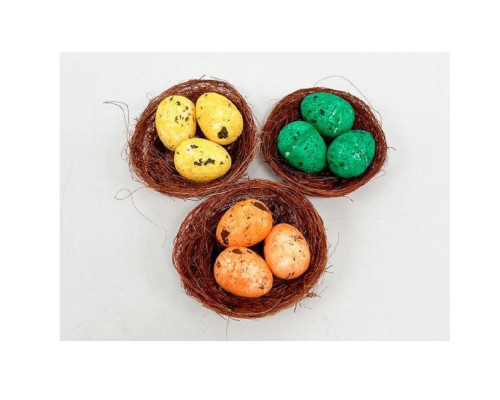 Decoratiune de Pasti cuib+3 oua, 5cm, 3buc/set. ML1-31