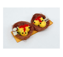 Пасхальное украшение гнездо+3цыпленка, 4cm, 2шт/уп. ML1-27