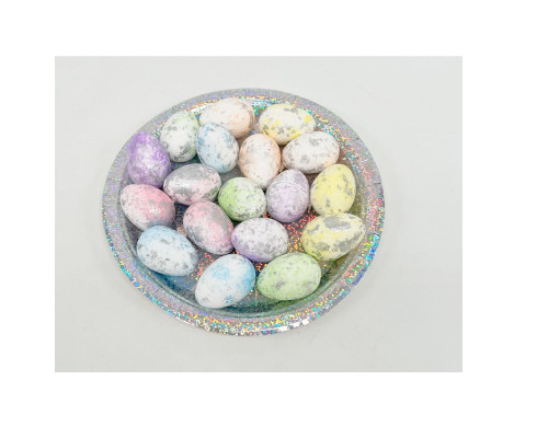 Пасхальные яйца из полистирола на тарелке, 4cm. цветные,18шт/уп. ML1-45