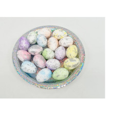 41442 Пасхальные яйца из полистирола на тарелке, 4cm. цветные,18шт/уп. ML1-45