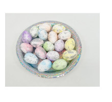 Пасхальные яйца из полистирола на тарелке, 4cm. цветные,18шт/уп. ML1-45