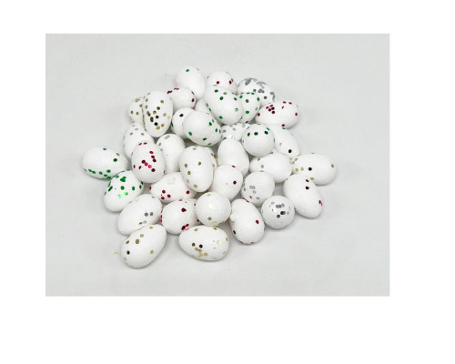 Пасхальные яйца из полистирола, 3cm. белые/конфетти ML1-99