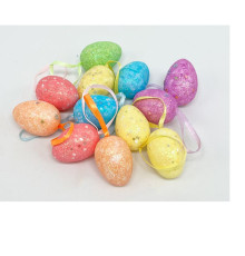 41453 Пасхальные яйца из полистирола,4cm. цветные с блестками,12шт/уп. ML1-74