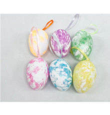 41459 Пасхальные яйца из полистирола,6cm. цветные с блестками,6шт/уп. ML1-95