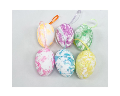 Пасхальные яйца из полистирола,6cm. цветные с блестками,6шт/уп. ML1-95