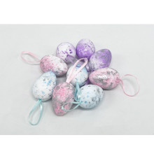 41460 Пасхальные яйца из полистирола, 5cm. цветные/серебро, 6шт/уп. ML1-97