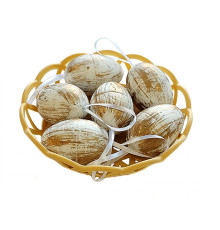 Пасхальные яйца из полистирола на тарелке, 6cm. 6шт/уп. ML1-47