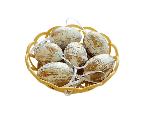 Пасхальные яйца из полистирола на тарелке, 6cm. 6шт/уп. ML1-47