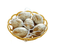 Oua de Paste din polistiren in farfurie, 6cm. 6buc/set. ML1-47