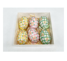 Oua de Paste din polistiren , 5.5cm. dungi/flori, 6buc/set. ML1-102