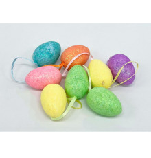 41465 Пасхальные яйца из полистирола, 5cm. цветные с блестками,8шт/уп. ML1-58
