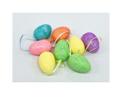Пасхальные яйца из полистирола, 5cm. цветные с блестками,8шт/уп. ML1-58