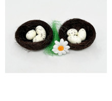 Пасхальное украшение гнездо+3яйца, 5cm, 2шт/уп. ML1-107